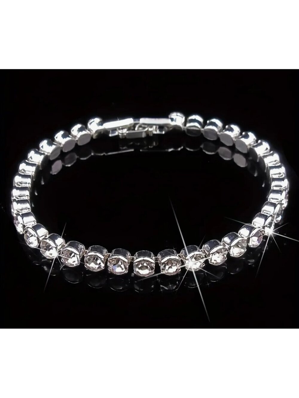 New - Elegant - Rhinestone Tennis Bracelet with Beautiful Detail